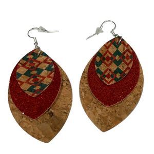 Hand Crafted Red and Brown Earrings